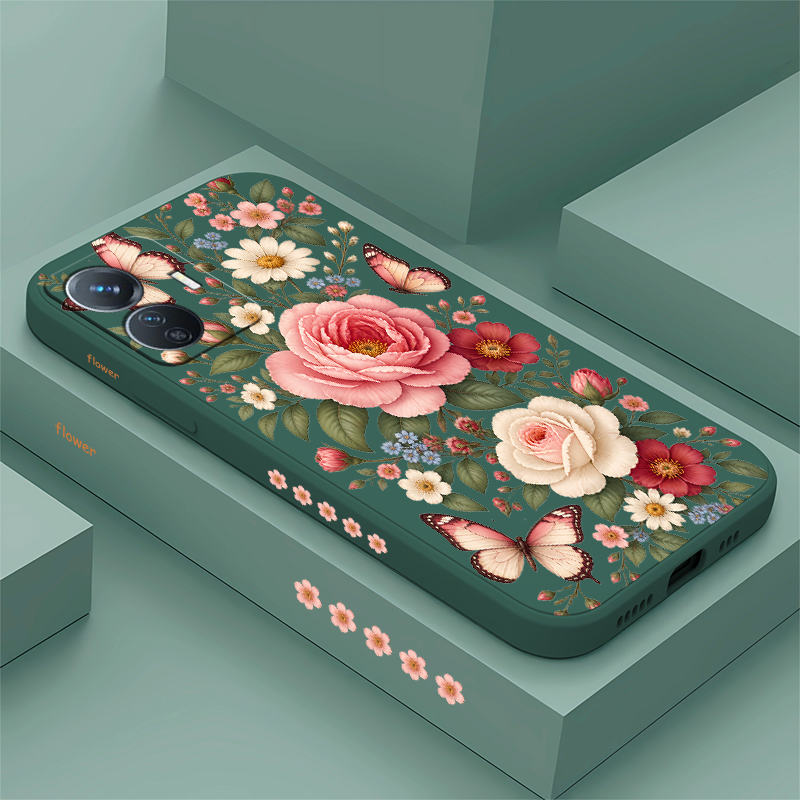 Vivo Y28 - حافظة بتصميم الزهور والفراشات لهواتف Vivo