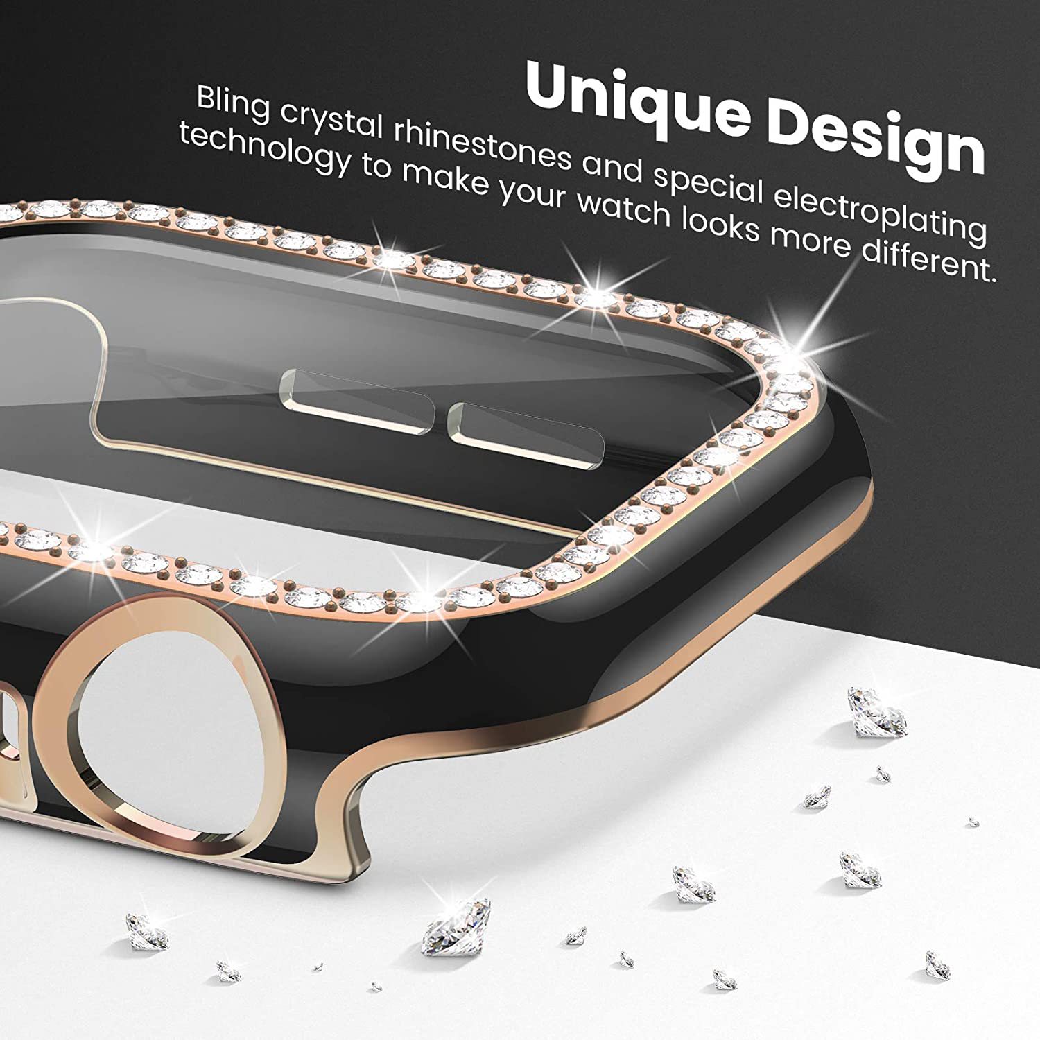 بلينغ الزجاج + غطاء لساعة أبل  - مراجعة Smartwatch Band Accessories وسعره